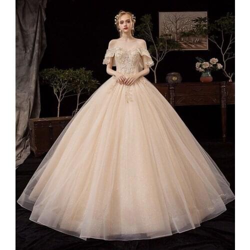 Beautiful Embroidery Beading Lace ball Gown Wedding Dresses Vestidos De Novia 2021 Cap Sleeves Bridal Dress Wedding Gowns