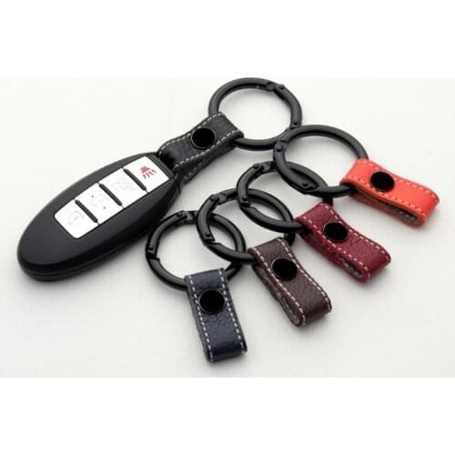 1pc Card Keyring Car Key Holder with Genuine Leather Lanyard For Keychain Keyring
