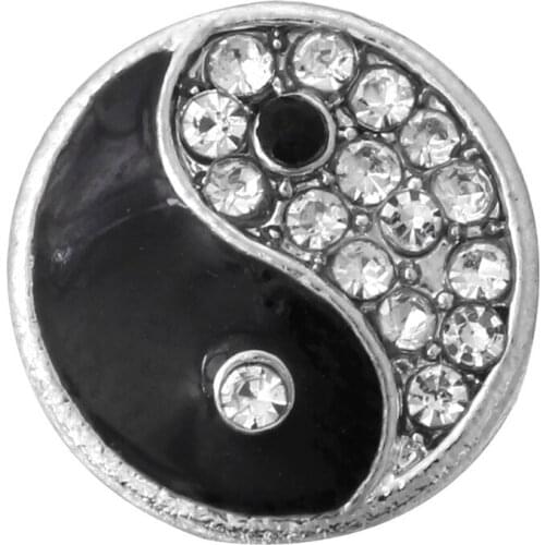 10pcs/lot New 12mm Snap Jewelry Interchangeable Accessory Vintage Ying Yang Snap Fit 12mm Button Snaps Bracelet Necklace ZL082