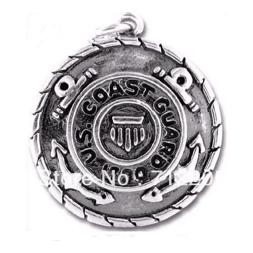 10PCS a lot zinc alloy antique silver plated round shape U.S. COAST GUARD jewelry Shoulder strap charm(H100103)