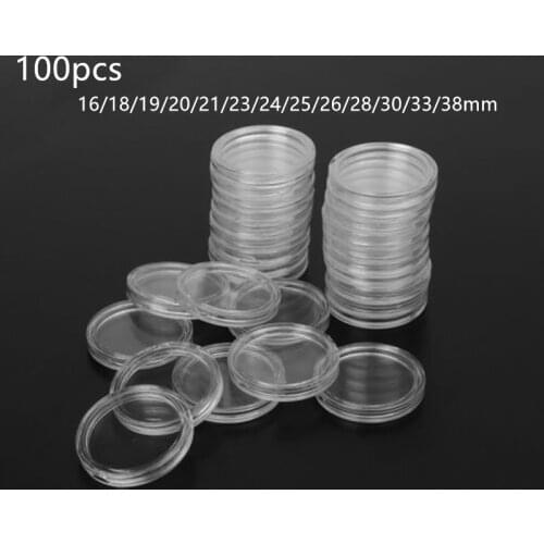 100Pcs 38mm Transparent Round Coin Capsules Storage Capsule Coin Collection Holder Containers Home Supplies Coin Holder