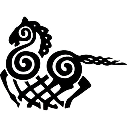 12.7cm*9.4cm Cartoon Viking Odin Horse Vinyl Decal Black/Silver Car Sticker Fashion Car-styling S6-2878