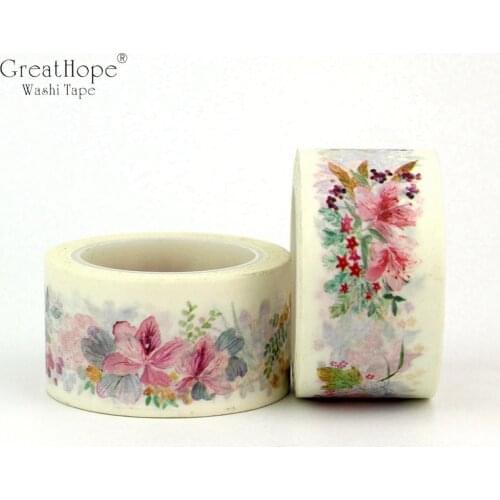 2PCS/lot NEW! Decor Pink flower Washi Tapes Mask Paper 2.5cm*10m DIY Scrapbooking Adhesive Sticky Tape School Office Supply