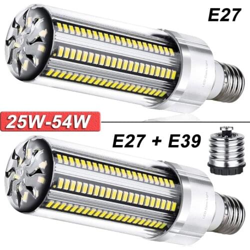 25W 35W 50W 54W LED Corn Bulb With Fan Super Bright E27 LED Garage Bulb Light Warehouse Shop LED Lamp SMD5730 E26 E39 Bulbs D30