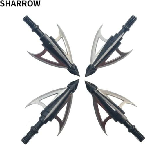 6PCS Archery Hunting Broadhead 3 Blades Steel Arrow Tips Crossbow Shooting Target Point 100Gr Arrowhead Caron Glass Fiber Head
