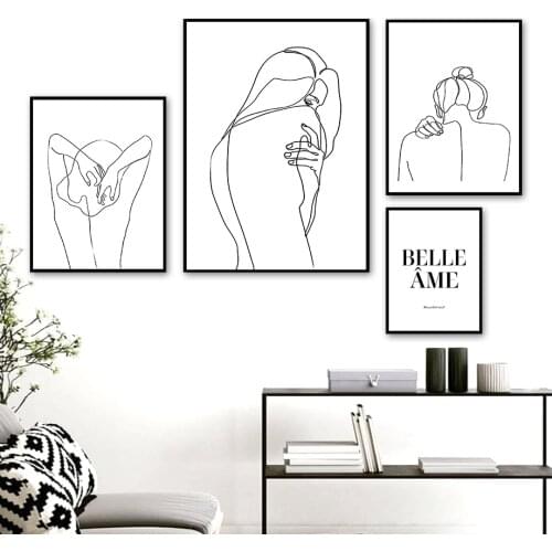 Abstract Belle Ame Body Line Nude Woman Wall Art Canvas Painting Nordic Posters And Prints Wall Pictures For Living Room Decor
