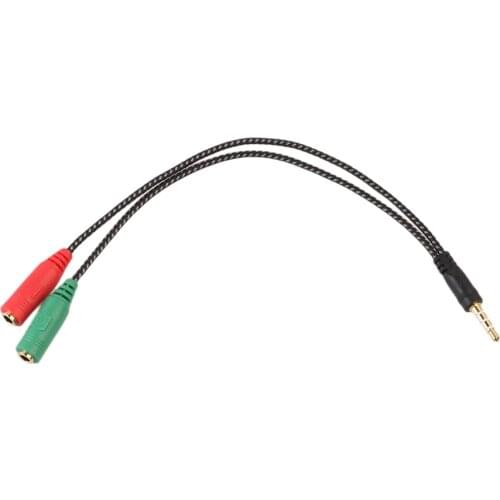 3.5mm Audio AUX Mic Splitter Cable Headphone Adapter 1 Male To 2 Female