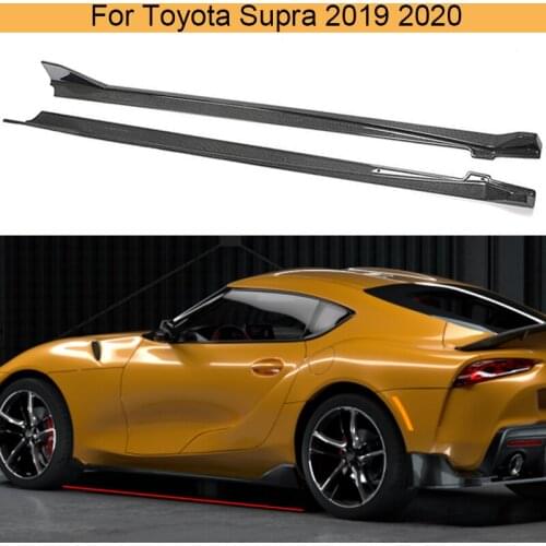 Car Side Skirts Body Kits for Toyota Supra MZ 2019 2020 Side Door Bumper Extenstion Lip Apron Protector Body Kits Carbon Fiber