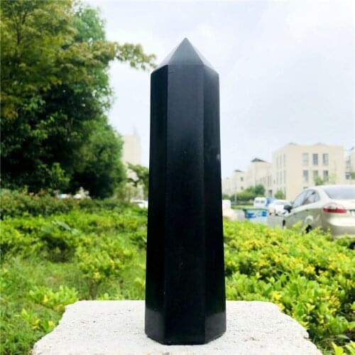 1000g Big size Natural Black obsidian obelisk quartz crystal wand point healing 20cm