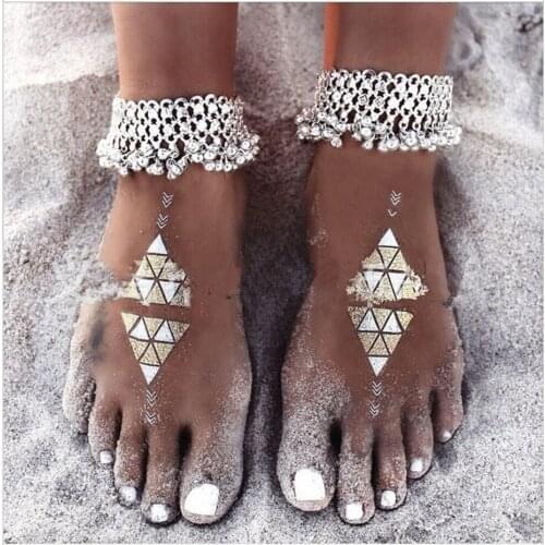 Summer Style Bohemia Barefoot Beach Sandals Bridal Anklet Retro Bell Tassel Cheville Beach Body Chain Foot Jewellery Female