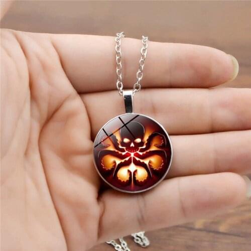 2020 Time Jewel Cthulhu Mythology Glass Dome Skull Pendant Necklace Retro Sweater Chain Alloy Jewelry Mens Womens Gift