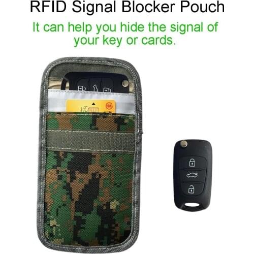 Camouflage RFID Car Key Signal Blocking Case Cell Phone Signal Blocker Pouch Key Fob Protector for Car Key and Credit Card