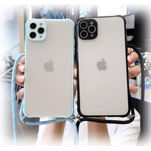Lanyard Phone Case For iPhone SE 2020 iPhone 11 Pro Max XR XS Max X 7 8 Plus 11Pro Soft TPU Hanging Matte Back Cover with strip