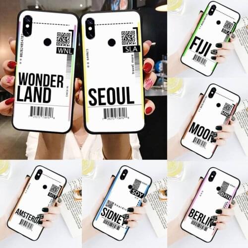 Air ticket USA city London Paris Tokyo Travel Phone Case For Xiaomi Redmi note 4 4X 8T 9 9s 10 K20 K30 cc9 9t pro lite max