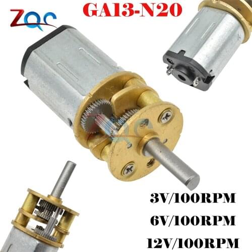 GA13-N20 3V 6V 12V 100RPM Mini Metal Gear DC Motor w/ Gearwheel Deceleration Motor Low Speed for Fan Car Hobby Toy RC Car