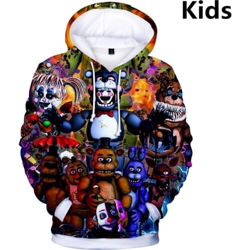 3 To 14 Years Kids Hoodies FNAF 3d Printed Boys Girls Hoodie Five Nights At FNAF Cartoon Sweatshirt Casual Children Clothes