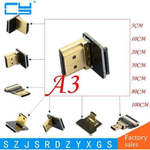 A3 5cm-100cm FPV HDMI Type A Male to HDMI Male HDTV FPC Cable for Multicopter Aerial Photography free shipping