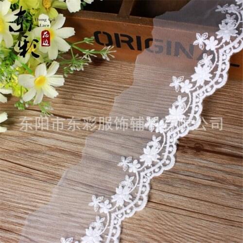 15yard* 6.5cm Embroidery White Lace Ribbon Lace Fabric DIY Sewing Handmade Crafts Wedding Decor Fashion Skirt Accessories
