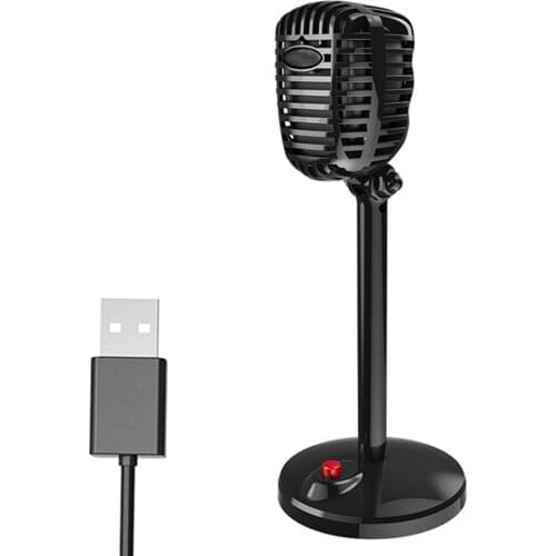 1pcs Home Retro Game Conference Karaoke Stable 3.5mm USB Desktop Microphone For Computer Live Performance Anti-noise