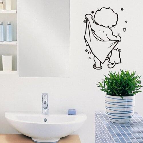 LOVELY Baby Love Shower Wall Stickers emovable Shower Time Pattern Bathroom Glass Door Stickers Waterproof and Removable