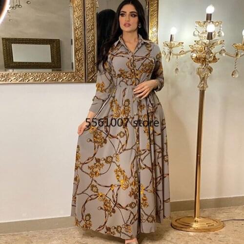 Fashion Vintage Shirt Dress Abaya Hijab Dresses Robe Kaftan for Women Muslim A-Line Belted Middle East Islam Dubai Clothes