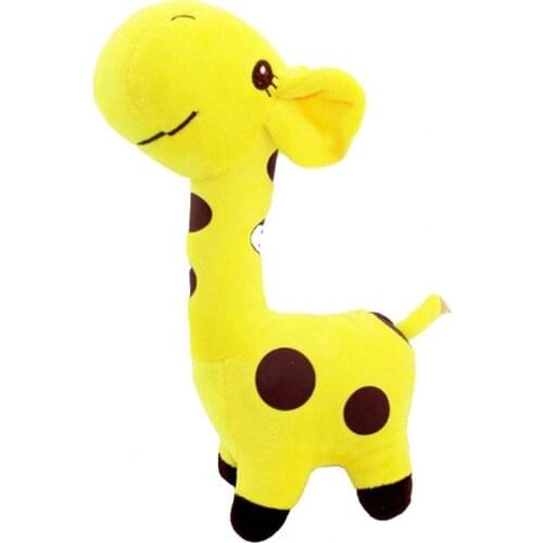 18cm Stuffed Toy Skin-friendly Soild Color Cartoon Animal Giraffe Shape Stuffed Animal Plush Toy for Kid