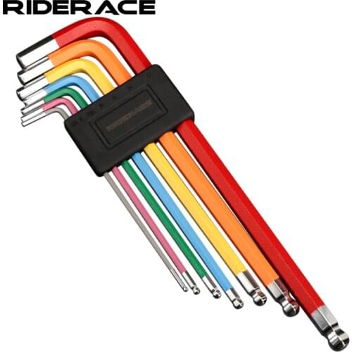 Bicycle Hex Key Set MTB Road Bike Repair Tool Kit Service Wrench Colorful Hexagon Spanner Flat Ball Opening 1.5/2/2.5/3/4/5/6mm