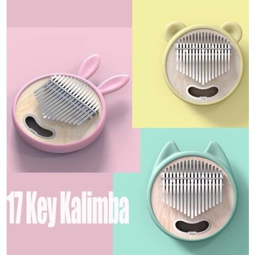 Newest 17 key Kalimba Mbira Thumb Fingertips Piano Cute Cartoon Rabbit Cat Bear Keyboard Instrument for Girl Kids Beginner Gifts