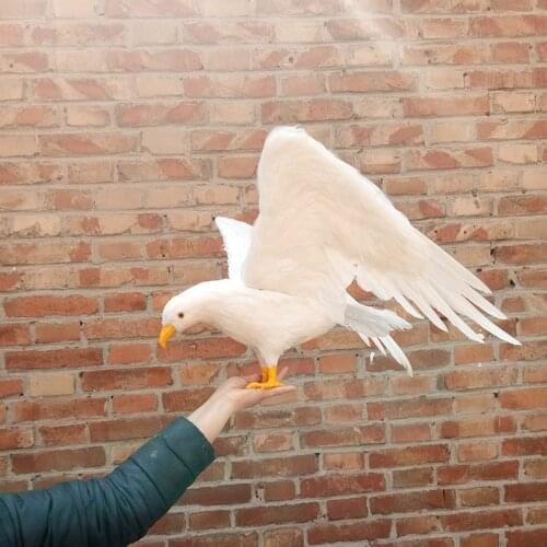 New creative simulation wings eagle model foam&furs white eagle gift about 55x40cm 0779
