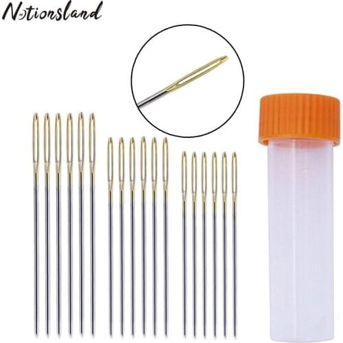Embroidery Needle Plastic Needle Case with 18pcs Large Eye Sewing Needles Sewing Supplies for Stitching Embroidery Sewing Tool