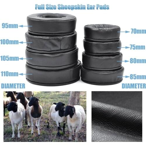 Full size Sheepskin leather ear pads cushion for akg sony philips ath headphones