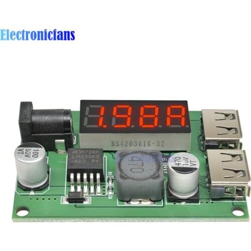 Dual USB DC-DC 12V/24V/36V to 5V 3A Step Down Buck Converter Voltmeter Module MAX For Car Phone Power Supply Equipment