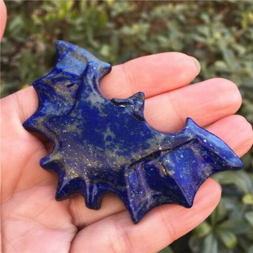 Natural Lapis Lazuli Crystal Bat Skull Hand Carved And Polished Rare Gemstone Home Decoration Collection