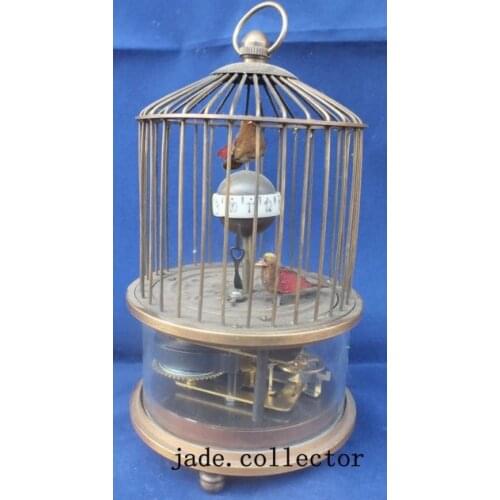 Rare brass Dynamic bird Mechanical Table Clock Decorations /2