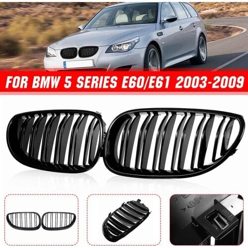 A Pair Gloss Black Car Front Sport Kidney Grilles Grill For BMW 5 Series M5 E60 E61 525i 528i 528xi 530i 2003-2010 Car Styling
