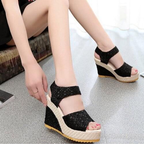 Shoes woman sandals wedges sandals platform roman lace up Summer Slope Sandal Loafers Shoes sandalias mujer Zapatos
