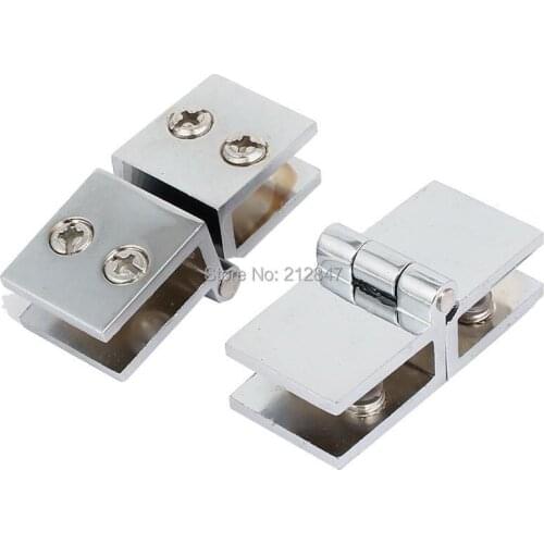 Zinc Alloy 180 Degree Glass to Glass Door Hinge Glass Clamp Clips Holders 2pcs