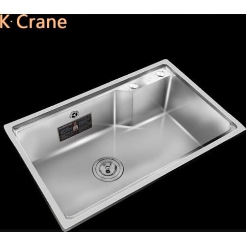 SUS304 Stainless Steel Kitchen Sink Single Bowel 1.2mm Thickness Vegetable Washing Sinks Brush Nickel Filter Strainer Fixtures