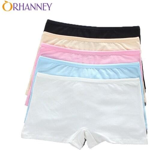 4pcs/Lot Teenagers Underpants Girl Underwear High School Students Shorts Pure Cotton Solid Color Boxer Briefs