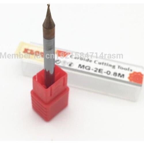 KLOT HRC60 TiCN Coated Solid Carbide Micro End Mill R0.1-R0.45mm Shank 4mm Length 50mm 2-Flute CNC Milling Cutter