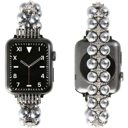 Jewelry Bracelet for Apple Watch Band Bling Handmade Pearl Strap for iWatch Bands Correa 38 40 mm 44mm 42mm Series 5/4/3 Woman