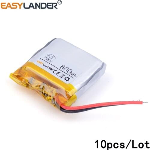 10pcs /Lot 752530 600MAH 3.7v lithium Li ion polymer rechargeable battery For Bluetooth Headset 3D glasses Smart watch MP3 MP4