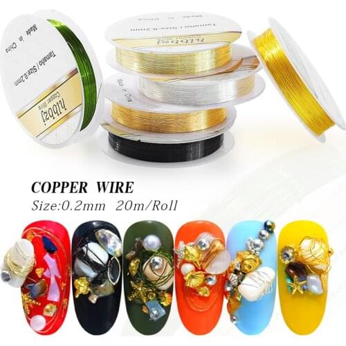 20m/roll Copper Wire 0.2mm Decorations Beading Rope Jewelry Stone Fashion Making Cords DIY Nail Art Tools Manicure Accessories