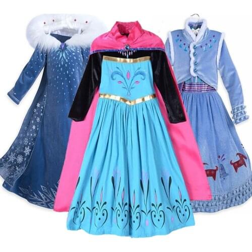 2020 winter cartoons Dresses for Girls Cosplay Party Birthday Costumes Kids Girls Dress Princess Dress Children Clothing
