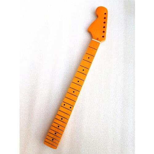 22 Frets maple Reverse headstock right hand Electric Guitar Neck Yellow Glossy Guitar accessories parts musical instruments