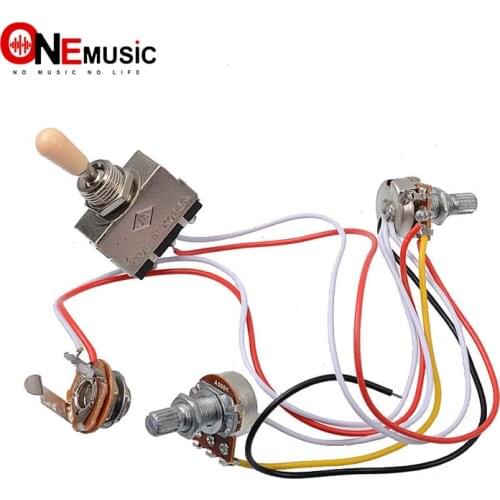3-way Toggle Switch + 500k Pots + Wiring Harness for LP 2 Humbucker Guitar