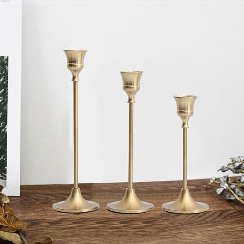 3 Pcs/ Set European Metal Candle Holder Simple Golden Wedding Decoration Bar Party Living Room Decoration Home Decoration
