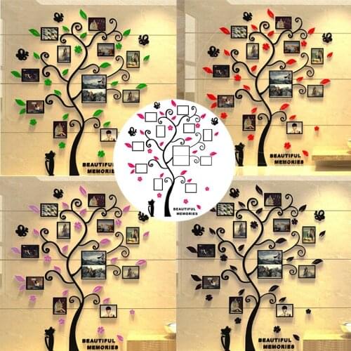 3D DIY Acrylic Family Photo Frame Tree Wall Sticker Home Decor Living Room Bedroom Wall Decals Poster Home Decoration Wallpaper