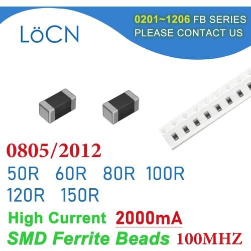 4000PCS 0805/2012 100MHZ 2A SMD Ferrite Beads 50R 60R 80R 100R 120R 150R 2000mA Chip Inductor Multilayer 25% High Quality
