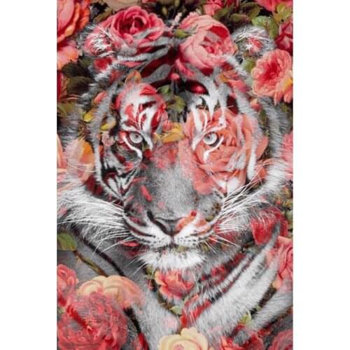 DIY 5D Diamond Painting Tiger Cross Stitch Kit Full Drill Diamond Embroidery Animal Mosaic Art Picture of Rhinestones Decor Gift